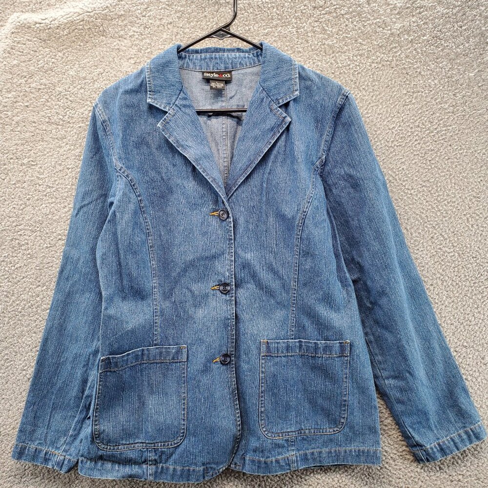 Style‎ & Co  Jeans Denim Jacket Large L  Buttons Women’s Pockets